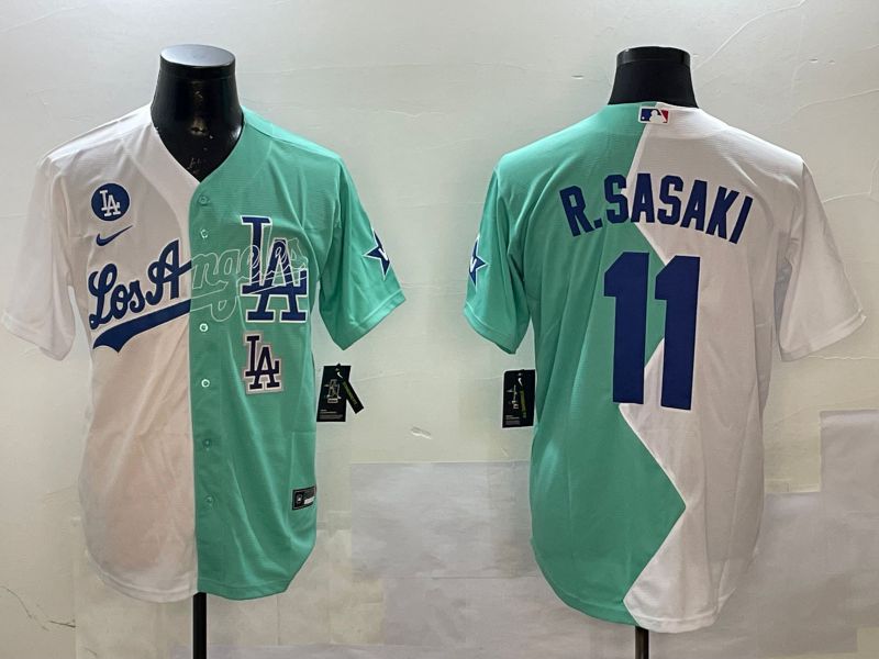 Men Los Angeles Dodgers #11 R.Sasaki White Blue 2025 Game Nike MLB Jersey style 5->los angeles dodgers->MLB Jersey